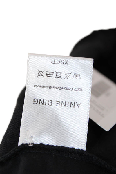 Anine Bing Womens Basic Black Crew Neck Cotton Short Sleeve T-Shirt Size XS