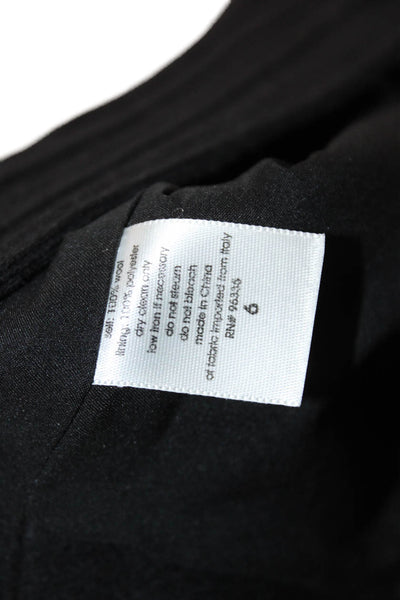 Susana Monaco Women Sheath Slip Dress Black Square Neck Wool Zip Size 6