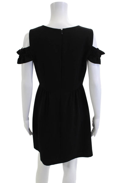 Club Monaco Women A-Line Fit & Flare Black Dress Round Neck Hook & Eye Size 6