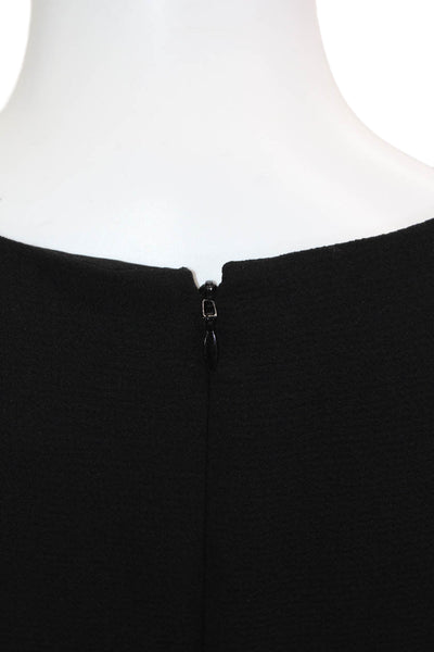 Club Monaco Women A-Line Fit & Flare Black Dress Round Neck Hook & Eye Size 6