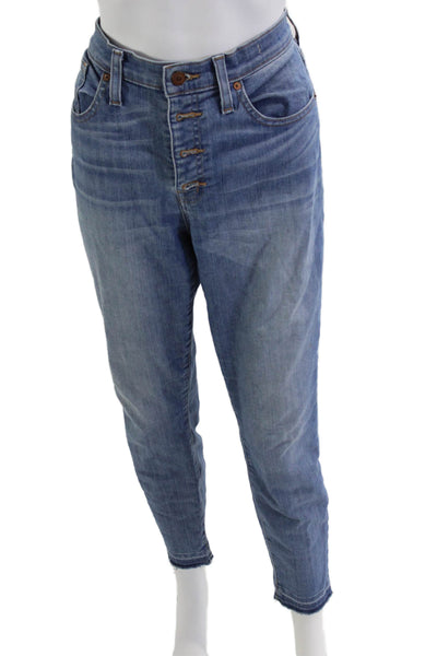 Madewell Womens Mom Tapered Jeans Blue High Waist Button Size 29