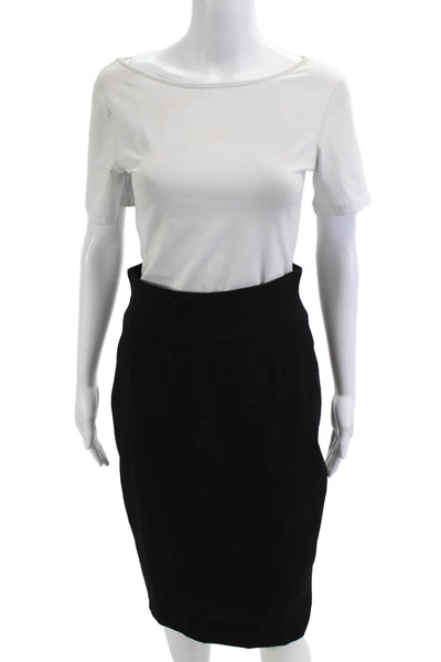 Escada Womens Straight Pencil Skirt Black Midi Wool Size 36