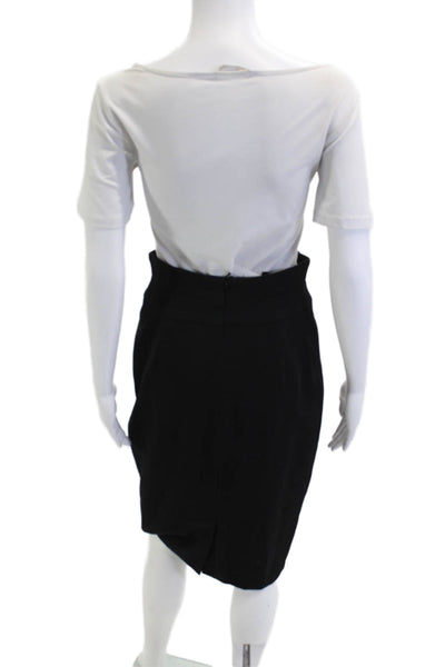 Escada Womens Straight Pencil Skirt Black Midi Wool Size 36