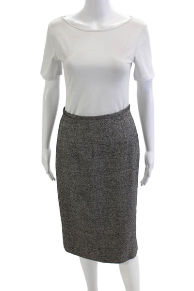 Michael Kors Women Straight Pencil Midi Herringbone Black Skirt Size 4