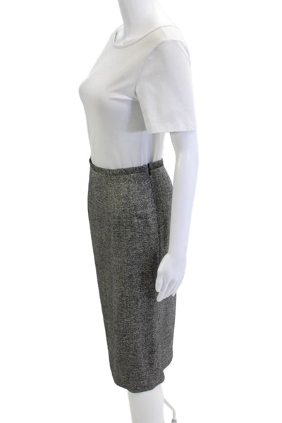 Michael Kors Women Straight Pencil Midi Herringbone Black Skirt Size 4