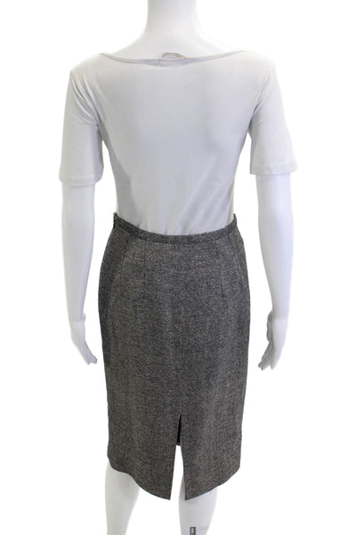 Michael Kors Women Straight Pencil Midi Herringbone Black Skirt Size 4