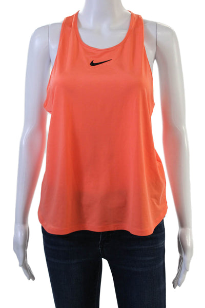 Nike Womens Orange Basic Sleeveless Tank Sports Round Neck Size L