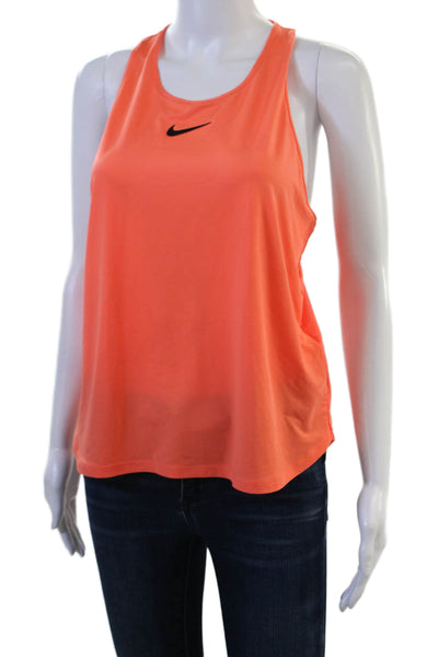 Nike Womens Orange Basic Sleeveless Tank Sports Round Neck Size L