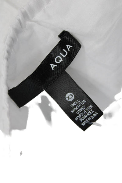 Aqua Womens White Square Neck Sleeveless Cotton Button-Up Blouse Size XS