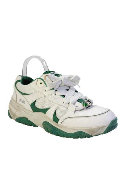 Axel Arigato Womens Leather Jeweled Lace Up Sneakers White Green Size 40 10