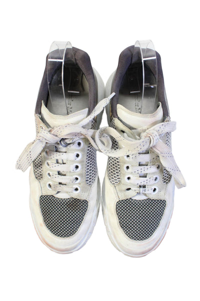Alexander McQueen Womens Leather Chunky Sole Lace Up Sneakers White Size 8