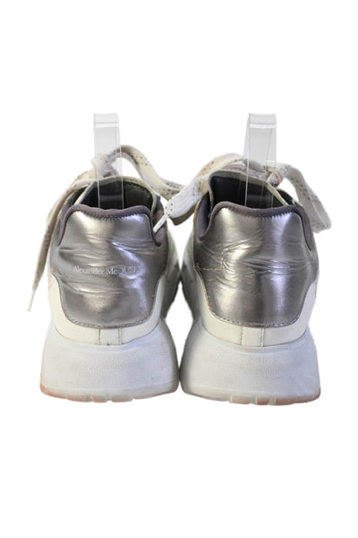 Alexander McQueen Womens Leather Chunky Sole Lace Up Sneakers White Size 8