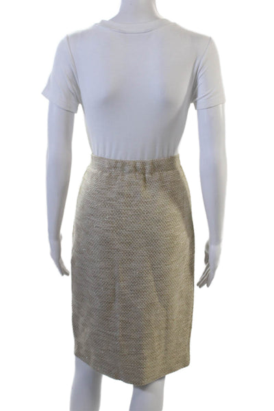 St. John Women Pleated Pencil Skirt Beige Rayon Wool Blend Size 8