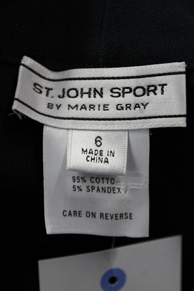 St. John Sport By Marie Gray Women Ankle Cropped Black Dress Pants Size 6
