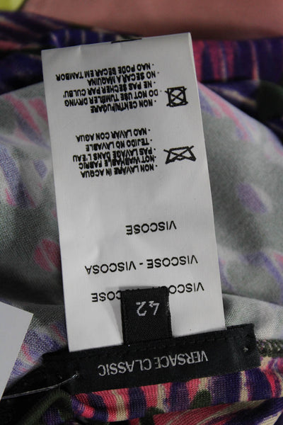 Versace Classic V2 Women Floral Viscose Crew Neck Short Sleeve T-Shirt Size 42