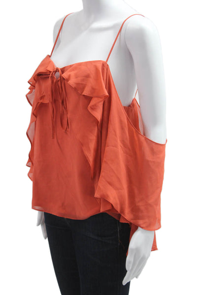 Intermix Women Camisole Orange 100% Silk Spaghetti Strap Bohemian Size S