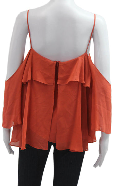 Intermix Women Camisole Orange 100% Silk Spaghetti Strap Bohemian Size S
