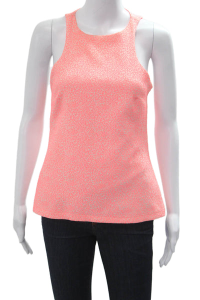 Zara Trafaluc Women Pink Leopard Print High Neck Zip Tank Sleeveless Size XS