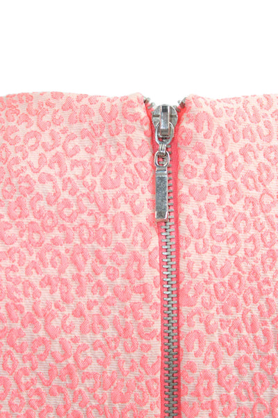 Zara Trafaluc Women Pink Leopard Print High Neck Zip Tank Sleeveless Size XS