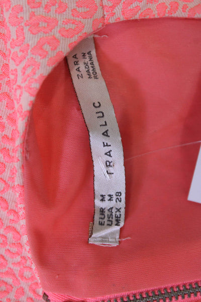 Zara Trafaluc Women Pink Leopard Print High Neck Zip Tank Sleeveless Size XS