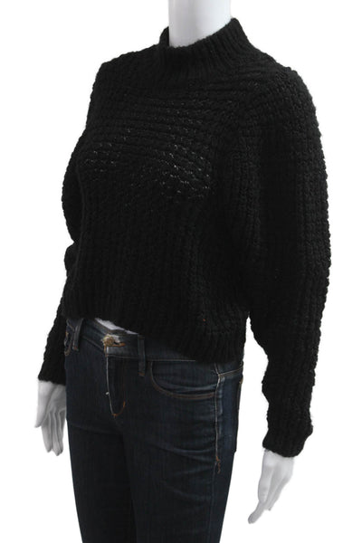 Zara Unisex Pullover Black Mock Neck Long Sleeve Zip Acrylic Size S
