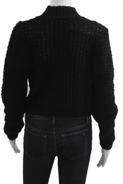 Zara Unisex Pullover Black Mock Neck Long Sleeve Zip Acrylic Size S