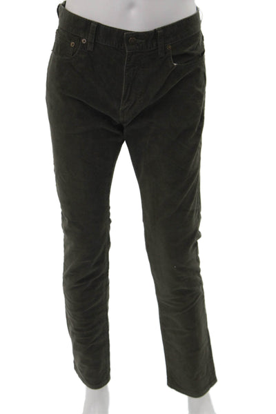 J Crew Mens Army Green Cotton Button Pants Size 32