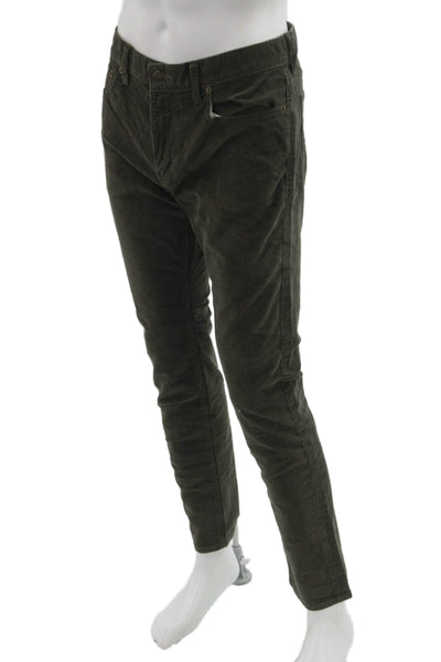 J Crew Mens Army Green Cotton Button Pants Size 32