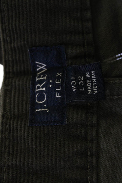 J Crew Mens Army Green Cotton Button Pants Size 32