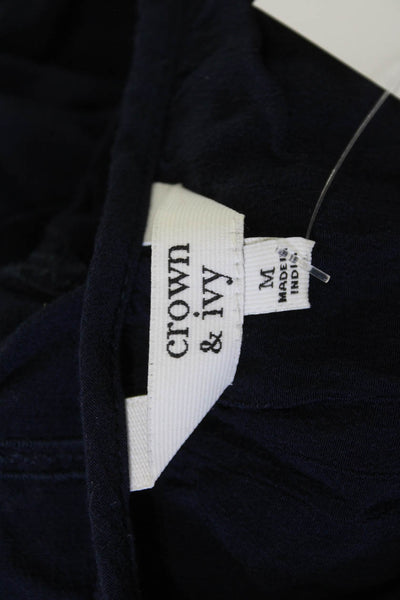 Crown & Ivy Womens Kaftan Dress Blue 3/4 Sleeve Round Neck Viscose Size M