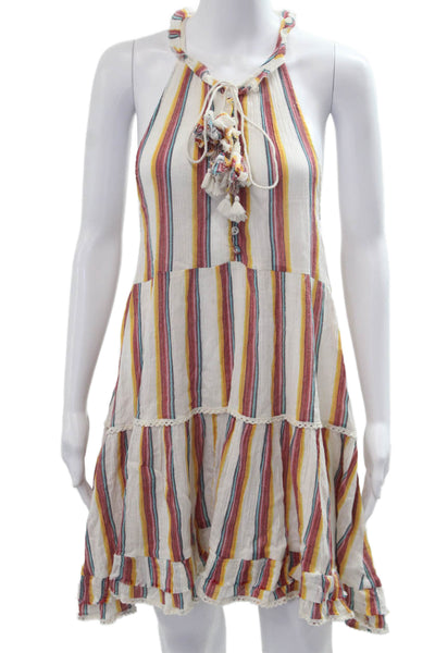Z & L Womens Striped Sundress Trapeze Dress Multi Color 100% Cotton Size S