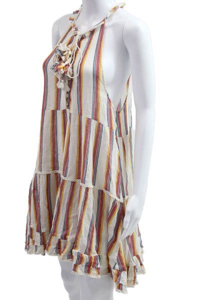 Z & L Womens Striped Sundress Trapeze Dress Multi Color 100% Cotton Size S