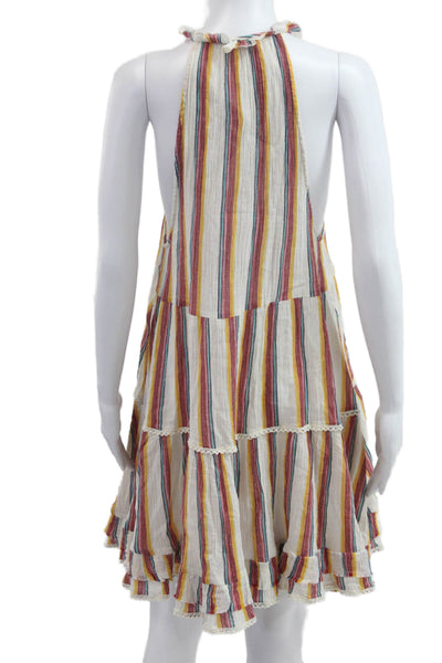 Z & L Womens Striped Sundress Trapeze Dress Multi Color 100% Cotton Size S