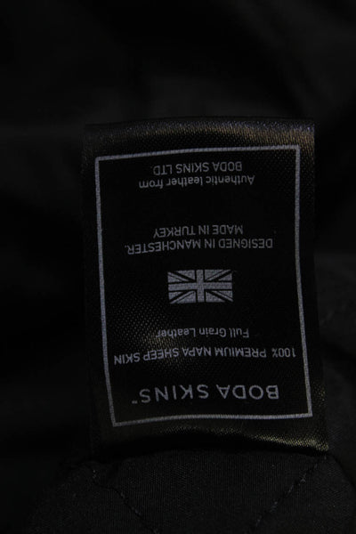 Boda Skins Womens Black Quilted Biker Motorcycle Napa Leather Jacket Size M