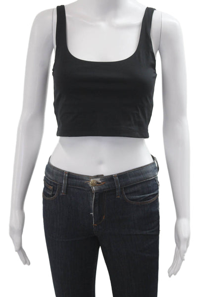 All Access Women Cropped Tank Black Square Neck Sleeveless 90s Size S