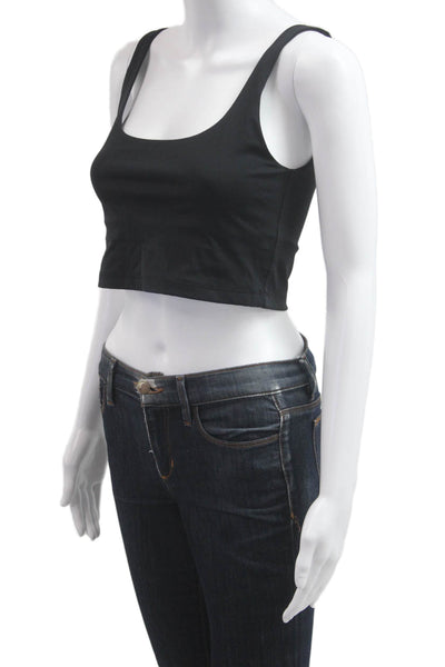 All Access Women Cropped Tank Black Square Neck Sleeveless 90s Size S