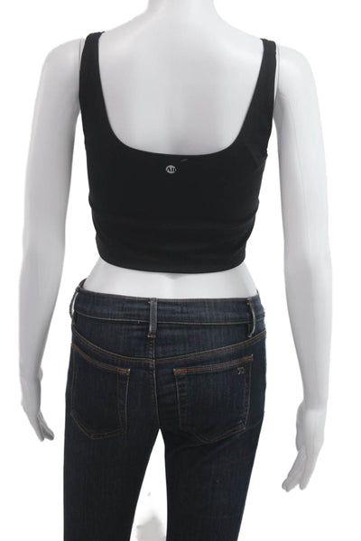 All Access Women Cropped Tank Black Square Neck Sleeveless 90s Size S