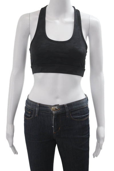All Access Womens Sports Bra Black Camouflage Nylon Scoop Neck Size S