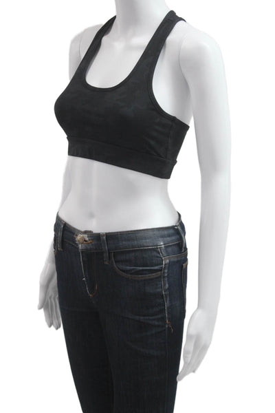 All Access Womens Sports Bra Black Camouflage Nylon Scoop Neck Size S