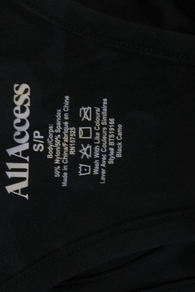 All Access Womens Sports Bra Black Camouflage Nylon Scoop Neck Size S