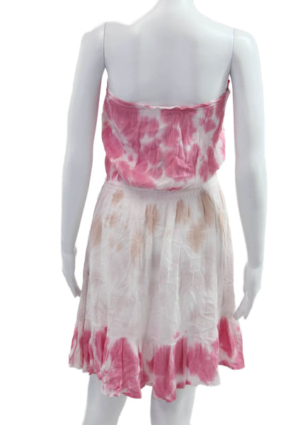 Darah Dahl Women Pink Sleeveless Sundress Rayon Button Short Beach Size L