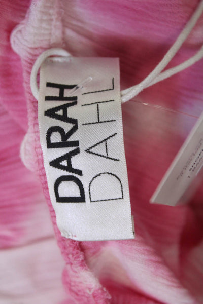 Darah Dahl Women Pink Sleeveless Sundress Rayon Button Short Beach Size L