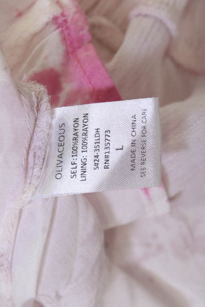 Darah Dahl Women Pink Sleeveless Sundress Rayon Button Short Beach Size L