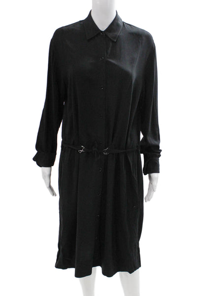 Vince Womens Black Shirt Dress Long Sleeve Collared Button Knee Length Size M