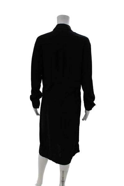 Vince Womens Black Shirt Dress Long Sleeve Collared Button Knee Length Size M