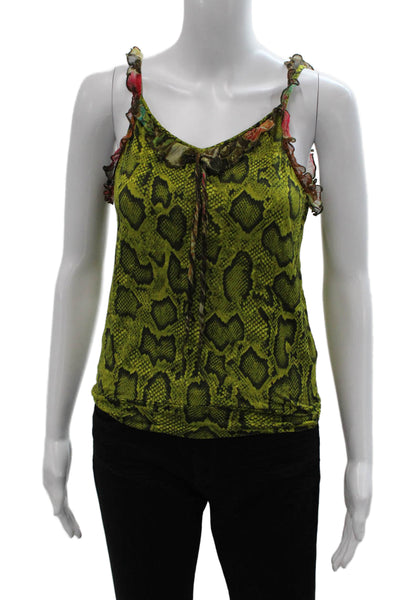 Etro Womens Green Animal Print Camisole Sleeveless Viscose Silk Blend Size 44