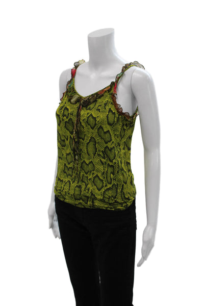Etro Womens Green Animal Print Camisole Sleeveless Viscose Silk Blend Size 44