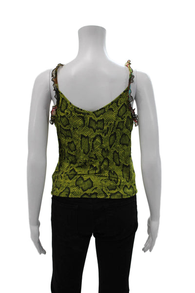 Etro Womens Green Animal Print Camisole Sleeveless Viscose Silk Blend Size 44