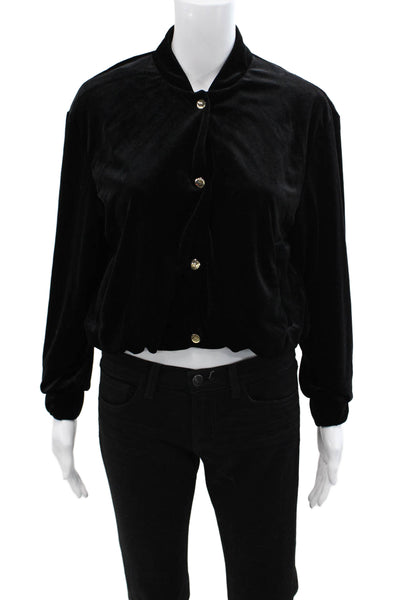 Zara Womens Bomber Jacket Black Mock Neck Button Long Sleeve Size S