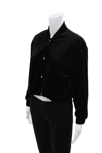 Zara Womens Bomber Jacket Black Mock Neck Button Long Sleeve Size S